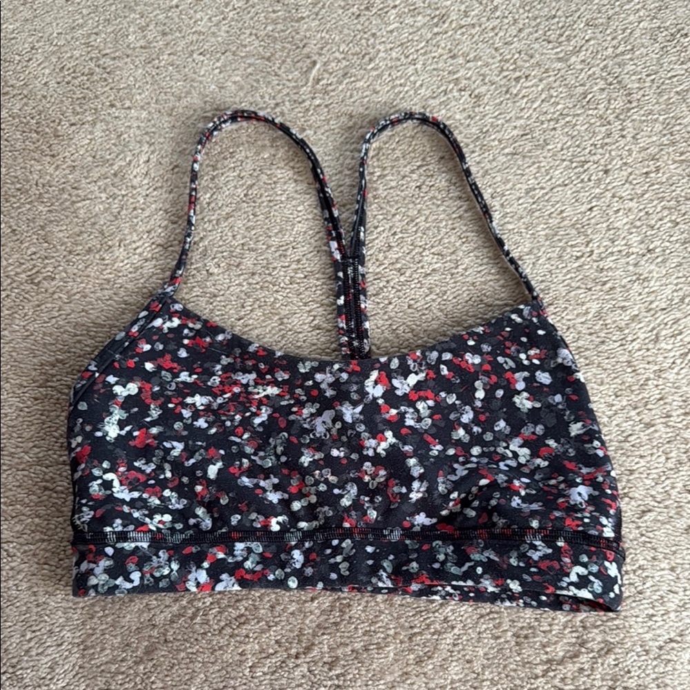 lululemon athletica Black and Red Patterned Bra